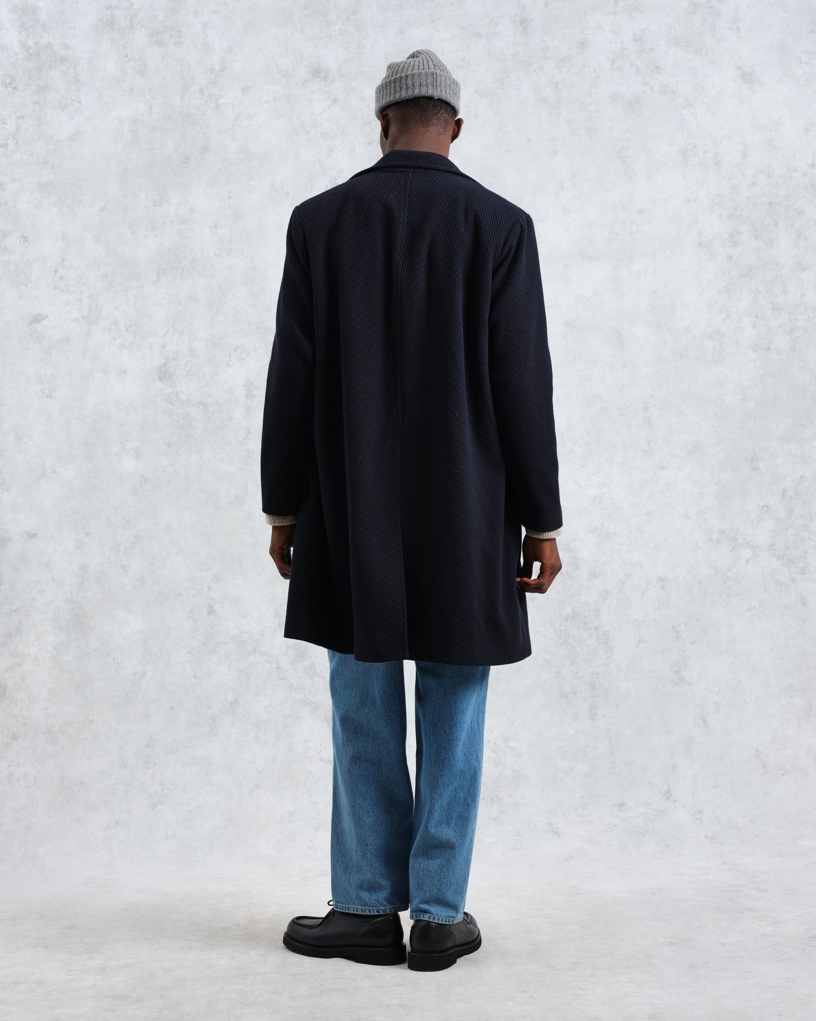 Sasso Navy Twill Wool Coat Wax London