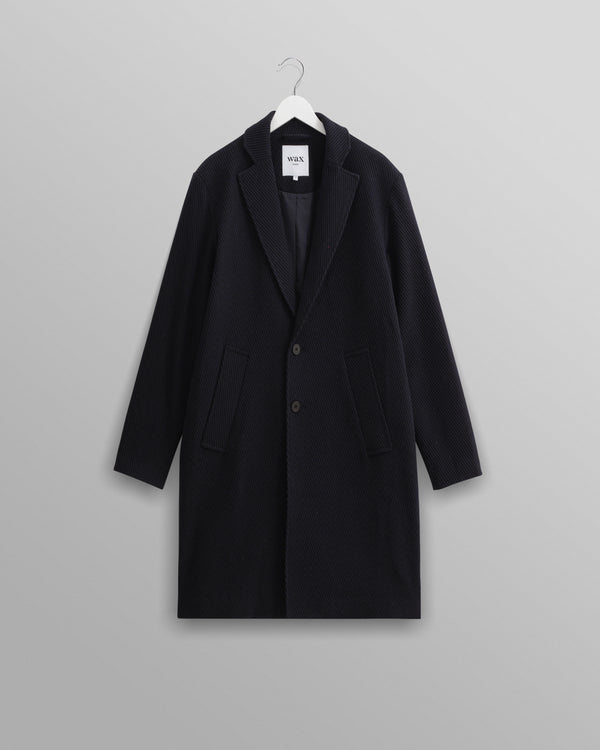 wax london Sasso - Navy Twill Wool Coat