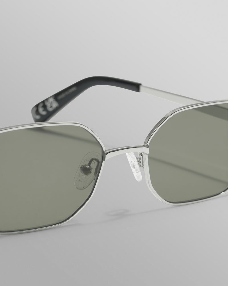 wax london Savona - Silver Metal Rectangular Sunglasses