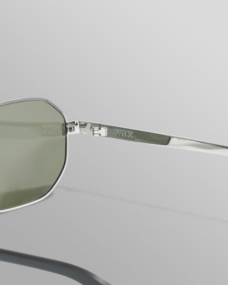 wax london Savona - Silver Metal Rectangular Sunglasses