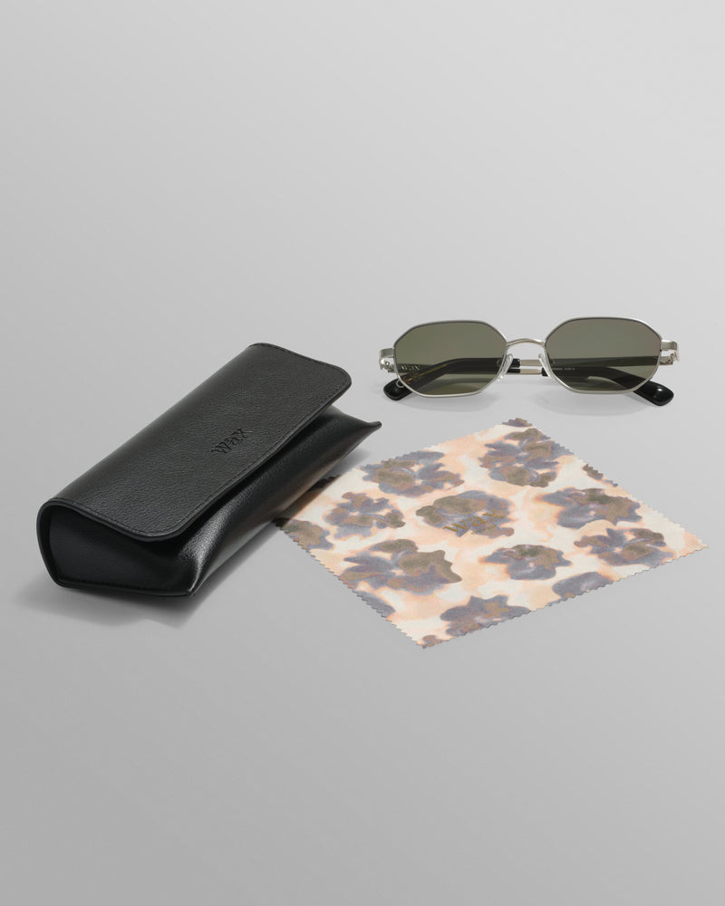 wax london Savona - Silver Metal Rectangular Sunglasses