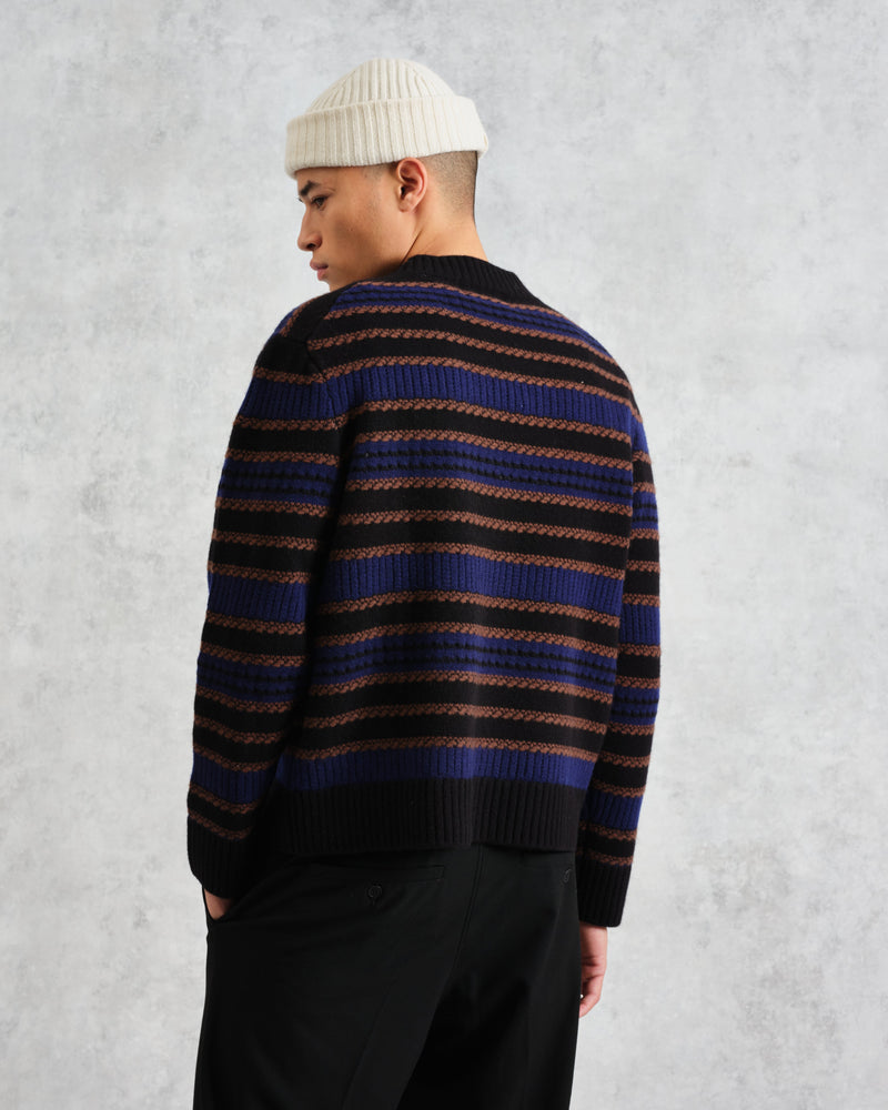 wax london Scafell - Black Pointelle Stitch Jumper