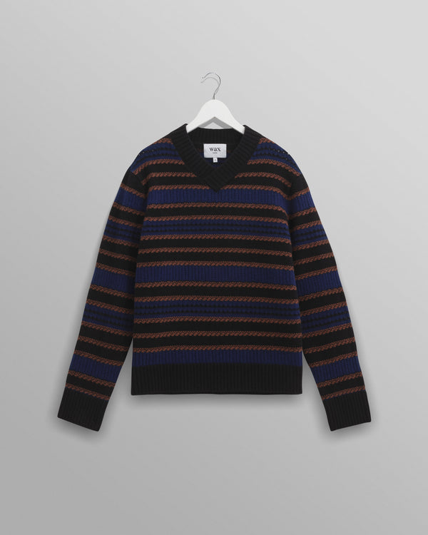 wax london Scafell - Black Pointelle Stitch Jumper