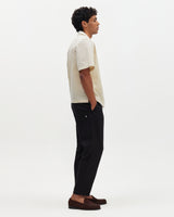 Sears - Natural And Navy Stripe Seersucker Zip Short-Sleeve Shirt