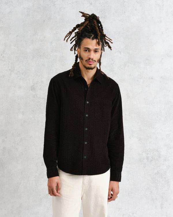 wax london Shelly - Black Seersucker Corduroy Shirt