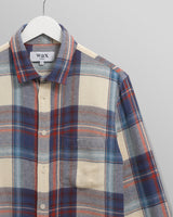 wax london men's Shelly - Blue And Multicolour Check Flannel Shirt