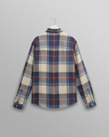wax london men's Shelly - Blue And Multicolour Check Flannel Shirt