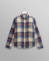wax london men's Shelly - Blue And Multicolour Check Flannel Shirt