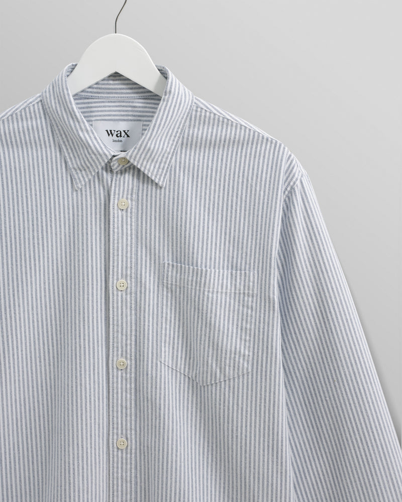 wax london Shelly - Blue Brushed Oxford Stripe Shirt