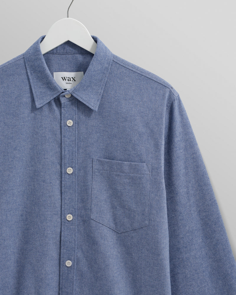 wax london Shelly - Blue Plain Weave Shirt