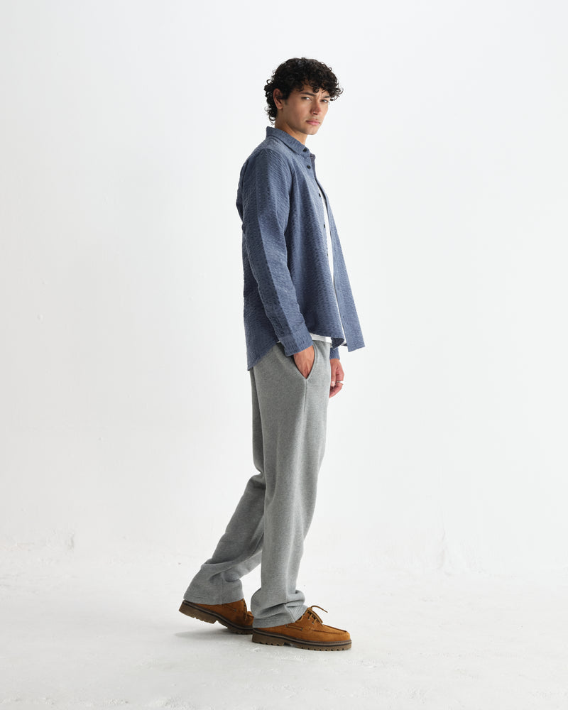 wax london men's Shelly - Blue Seersucker Corduroy Shirt