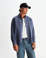 wax london men's Shelly - Blue Seersucker Corduroy Shirt