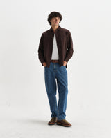 wax london men's Shelly - Dark Brown Seersucker Corduroy Shirt