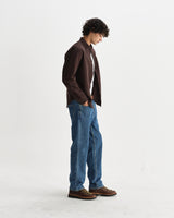 wax london men's Shelly - Dark Brown Seersucker Corduroy Shirt