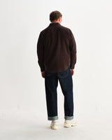 wax london men's Shelly - Dark Brown Seersucker Corduroy Shirt