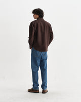 wax london men's Shelly - Dark Brown Seersucker Corduroy Shirt