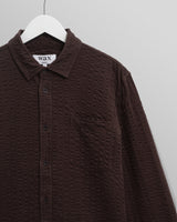 wax london men's Shelly - Dark Brown Seersucker Corduroy Shirt