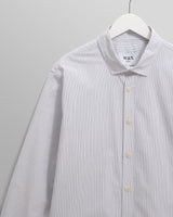 wax london men's Shelly - Ecru And Blue Fine Stripe Poplin Shirt