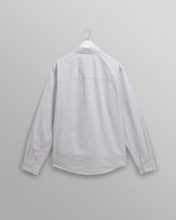 wax london men's Shelly - Ecru And Blue Fine Stripe Poplin Shirt
