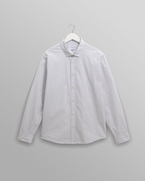 Shelly - Ecru And Blue Fine Stripe Poplin Shirt
