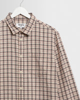 wax london men's Shelly - Ecru And Red Check Dobby Cotton Shirt