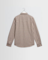 wax london men's Shelly - Ecru And Red Check Dobby Cotton Shirt