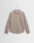 Shelly - Ecru And Red Check Dobby Cotton Shirt