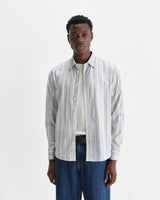 wax london men's Shelly - Light Blue Dobby Stripe Cotton Shirt