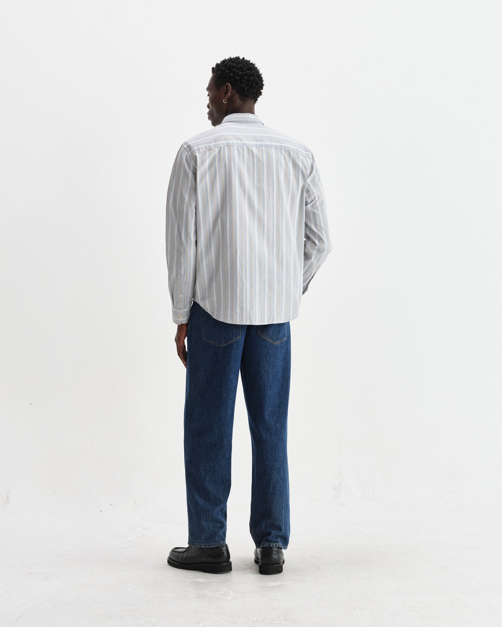 Men's Light Blue Dobby Stripe Cotton Shirt | Wax London