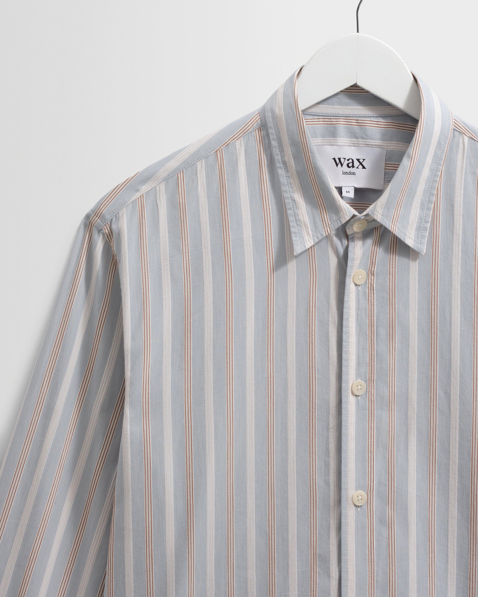 Men's Light Blue Dobby Stripe Cotton Shirt | Wax London