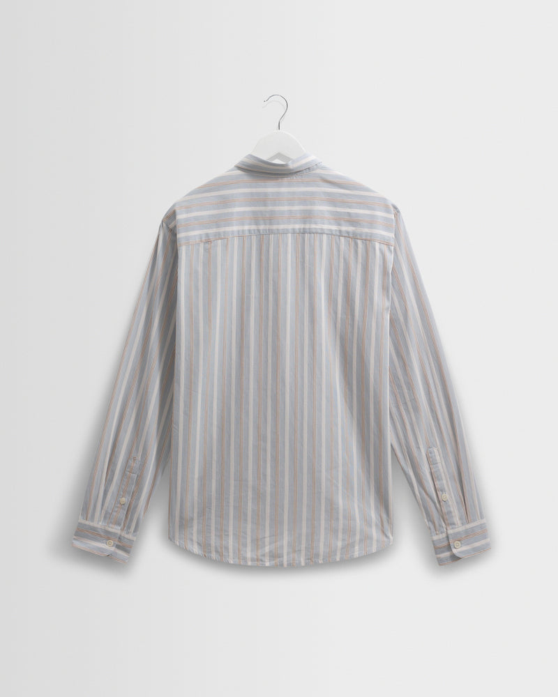 Men's Light Blue Dobby Stripe Cotton Shirt | Wax London