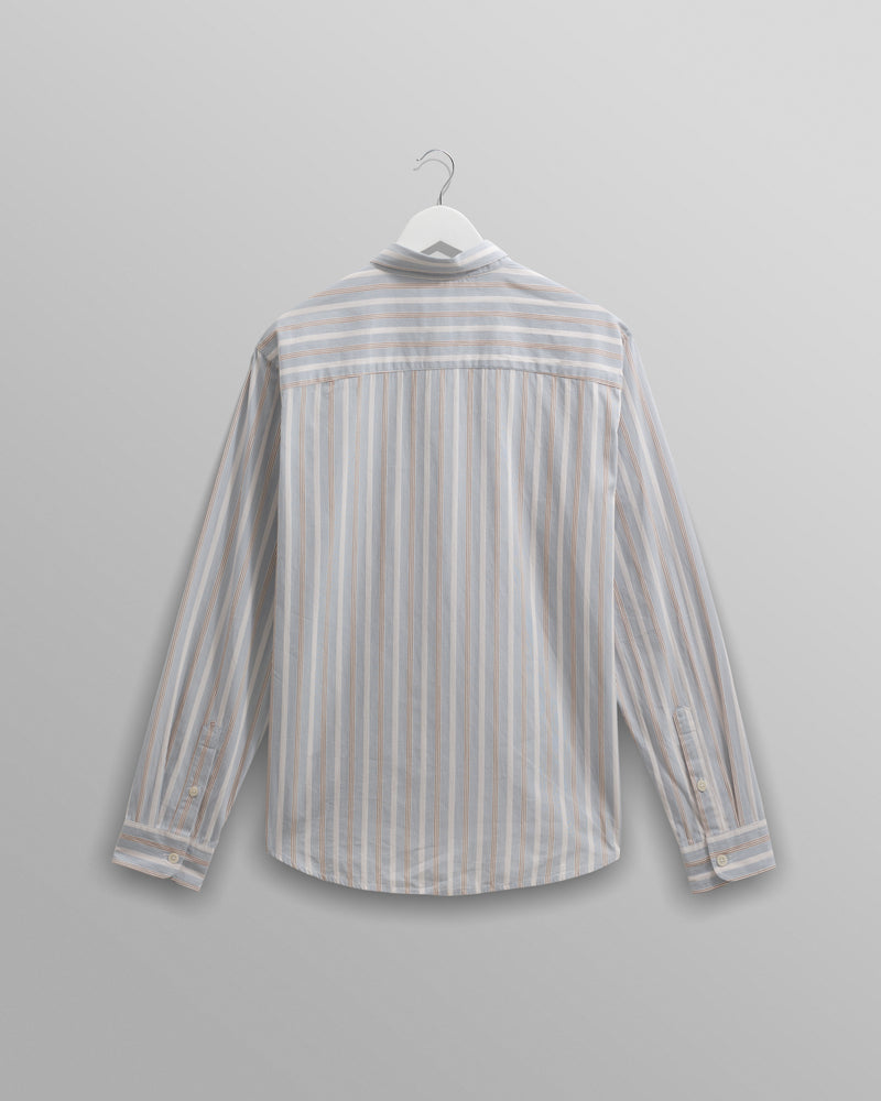 wax london men's Shelly - Light Blue Dobby Stripe Cotton Shirt