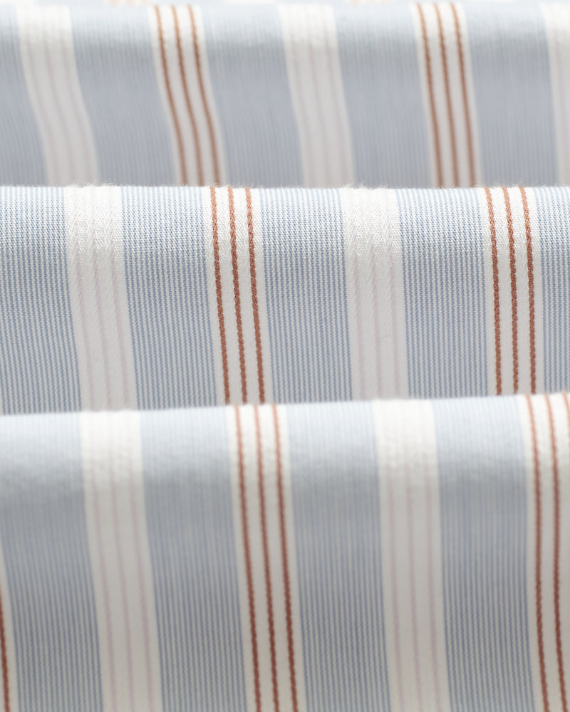 wax london men's Shelly - Light Blue Dobby Stripe Cotton Shirt