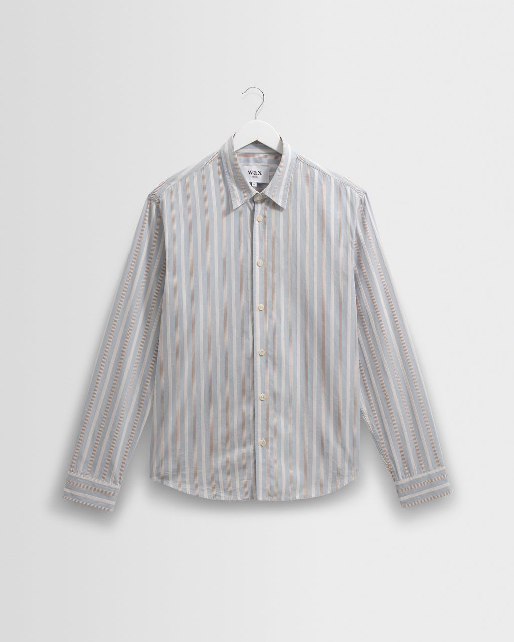 Men's Light Blue Dobby Stripe Cotton Shirt | Wax London