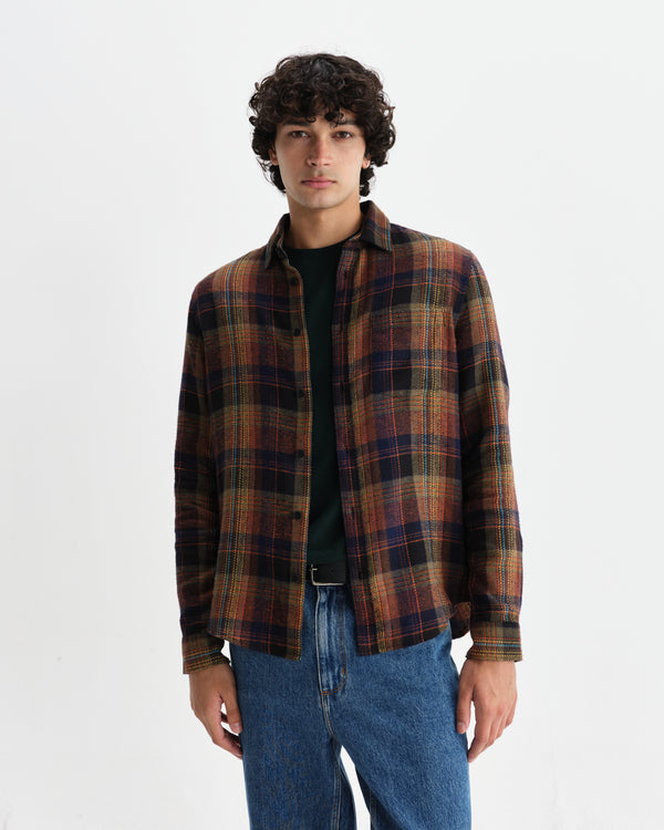 wax london men's Shelly - Multicolour Check Flannel Shirt