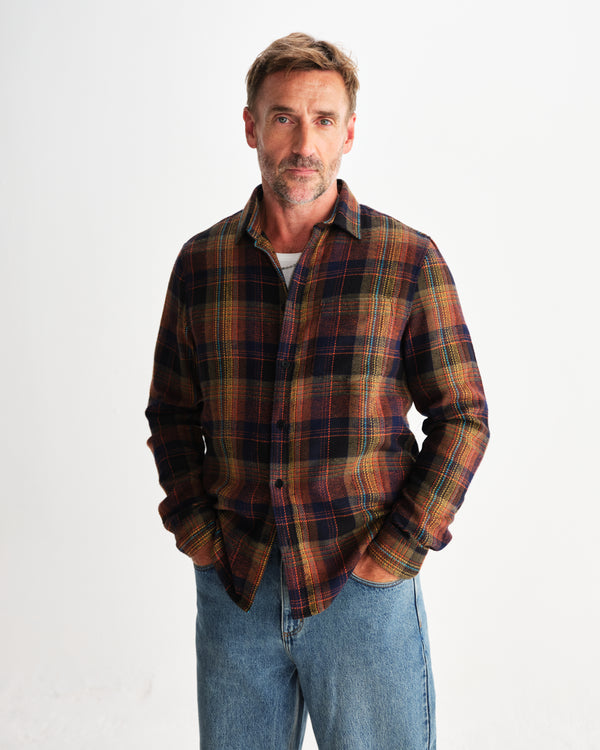 wax london men's Shelly - Multicolour Check Flannel Shirt