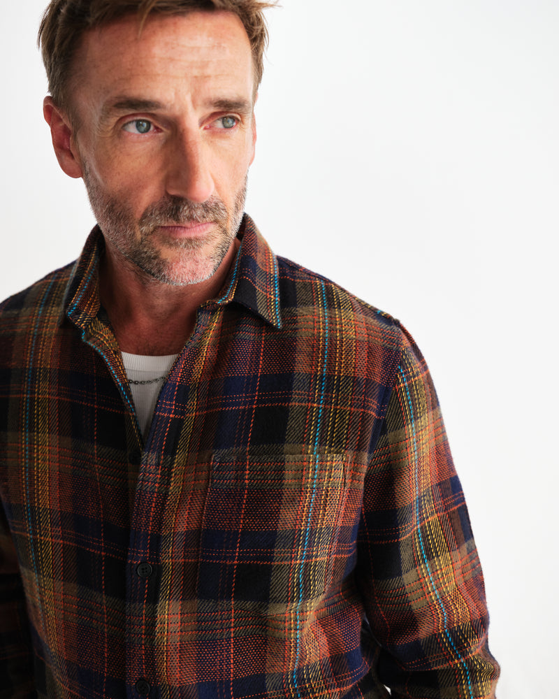 wax london men's Shelly - Multicolour Check Flannel Shirt