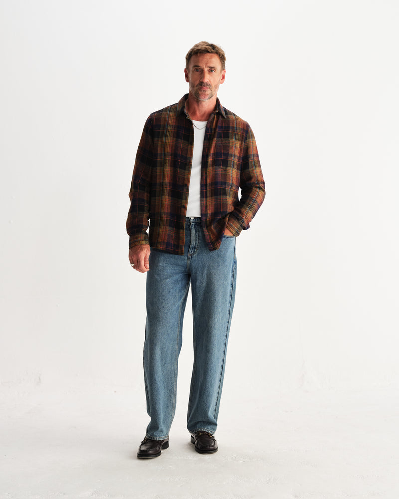 wax london men's Shelly - Multicolour Check Flannel Shirt