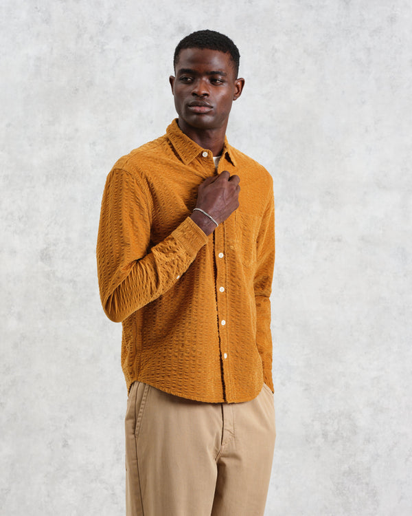 wax london Shelly - Mustard Seersucker Corduroy Shirt