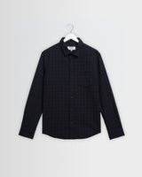 wax london men's Shelly - Navy And Black Check Dobby Cotton Shirt
