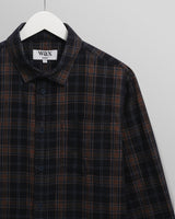 wax london men's Shelly - Navy And Multicolour Check Corduroy Shirt