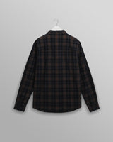 wax london men's Shelly - Navy And Multicolour Check Corduroy Shirt