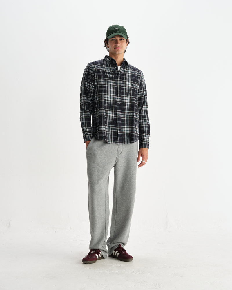 wax london men's Shelly - Navy And Multicolour Seersucker Flannel Shirt