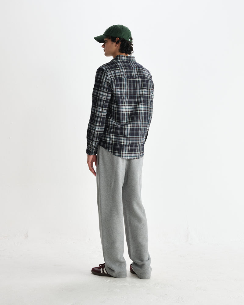 wax london men's Shelly - Navy And Multicolour Seersucker Flannel Shirt