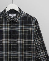 wax london men's Shelly - Navy And Multicolour Seersucker Flannel Shirt