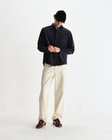 wax london men's Shelly - Navy Seersucker Corduroy Shirt