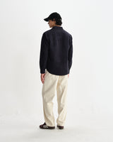 wax london men's Shelly - Navy Seersucker Corduroy Shirt