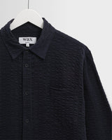 wax london men's Shelly - Navy Seersucker Corduroy Shirt