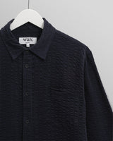 wax london men's Shelly - Navy Seersucker Corduroy Shirt