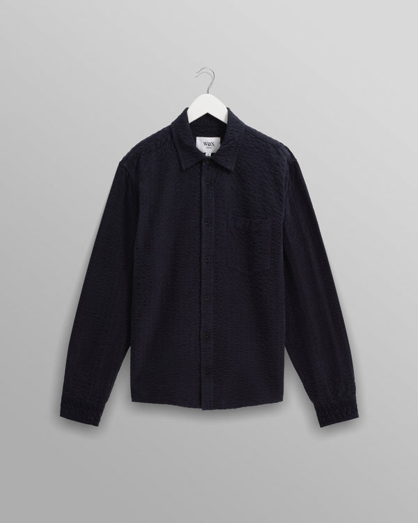 wax london Shelly - Navy Seersucker Corduroy Shirt